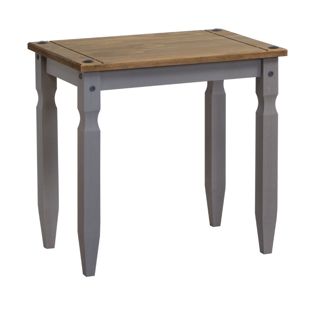Mesa Lateral Boho Piccolo Cor Cera e Cinza, visto de lado