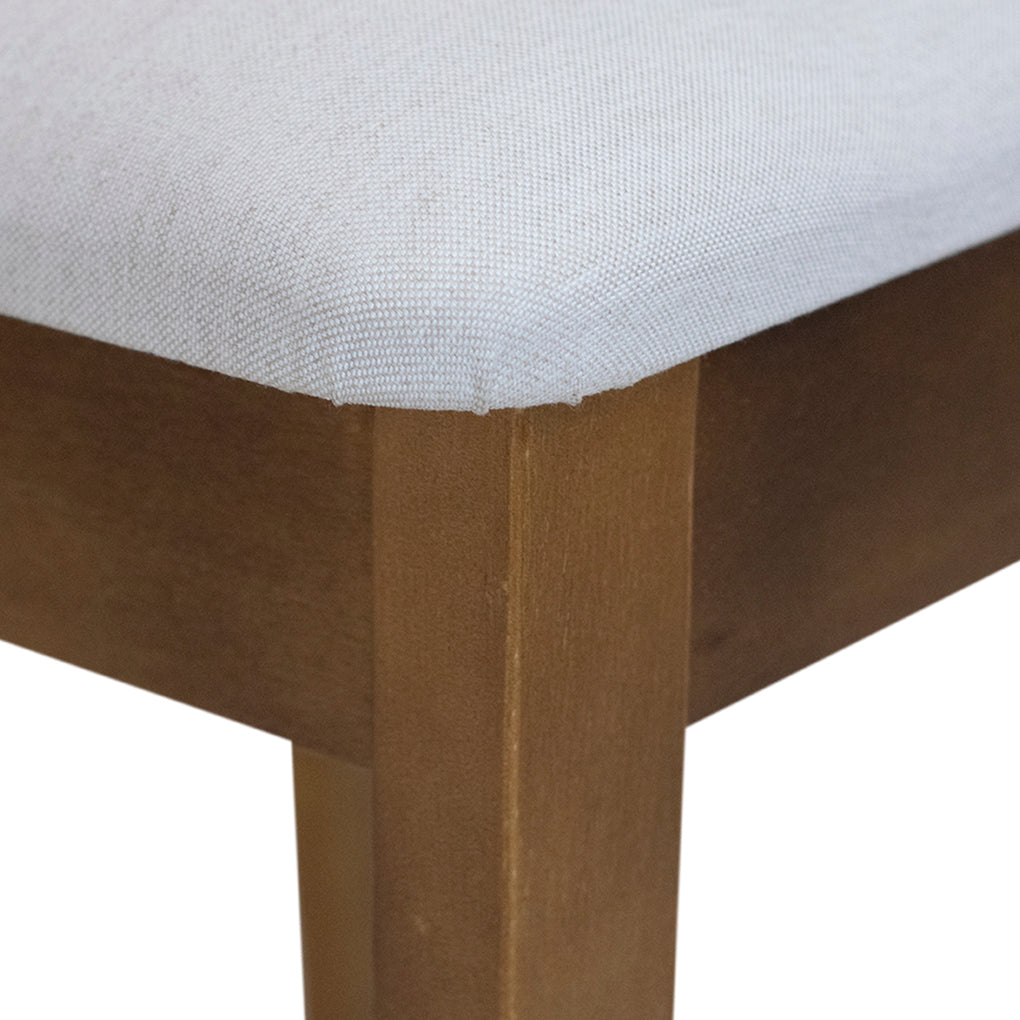 Mesa Redonda Rachel Base X e Tampo Amêndoa 110 cm + 4 Cadeiras Silvia Cor Imbuia com Trama Natural e Tecido Linho Conjunto