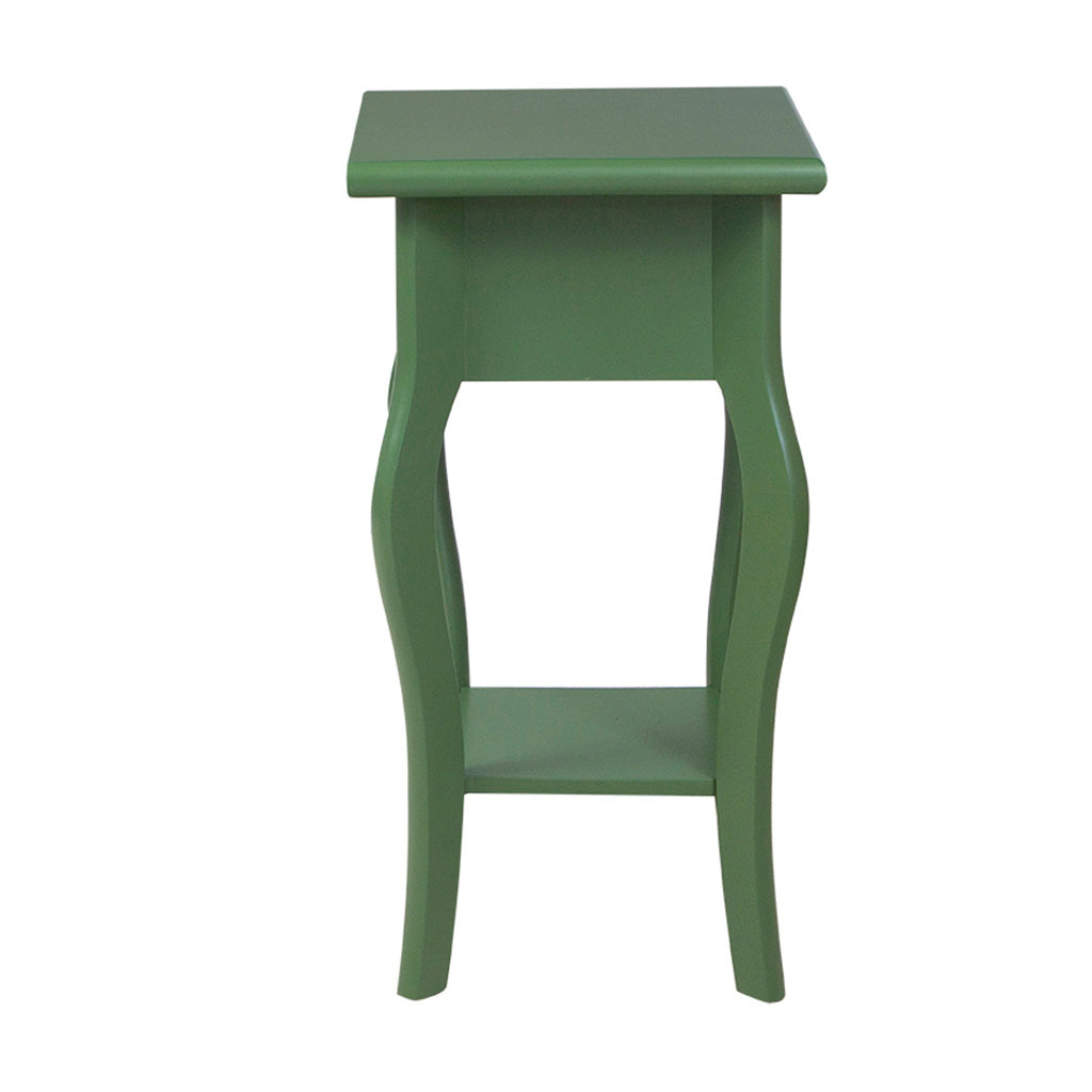 Mesa Lateral Em Madeira Boho Cor Verde, visto de tras