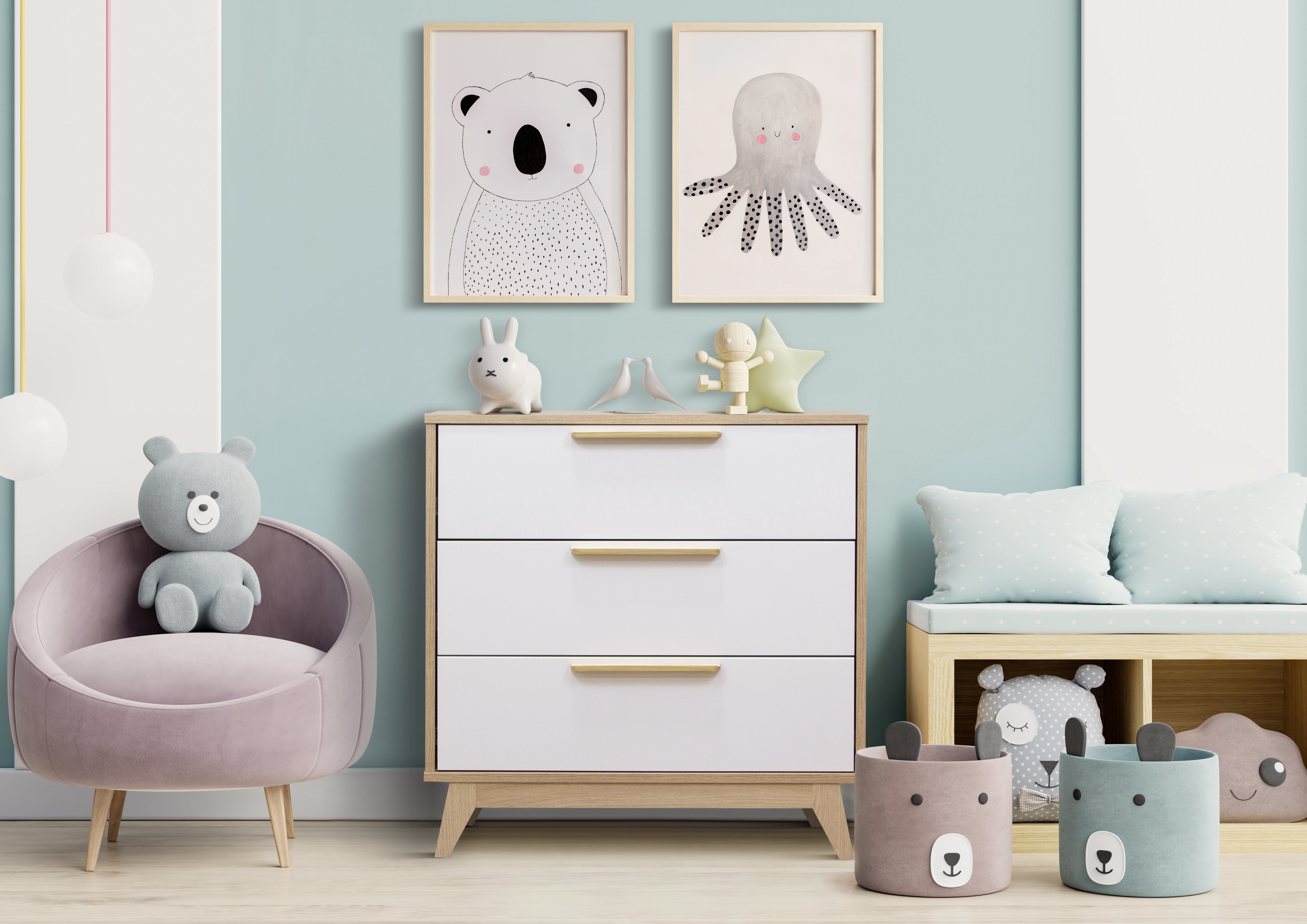 Cômoda Infantil 3 Gavetas Petit Cor Branco e Carvalho - Quater
