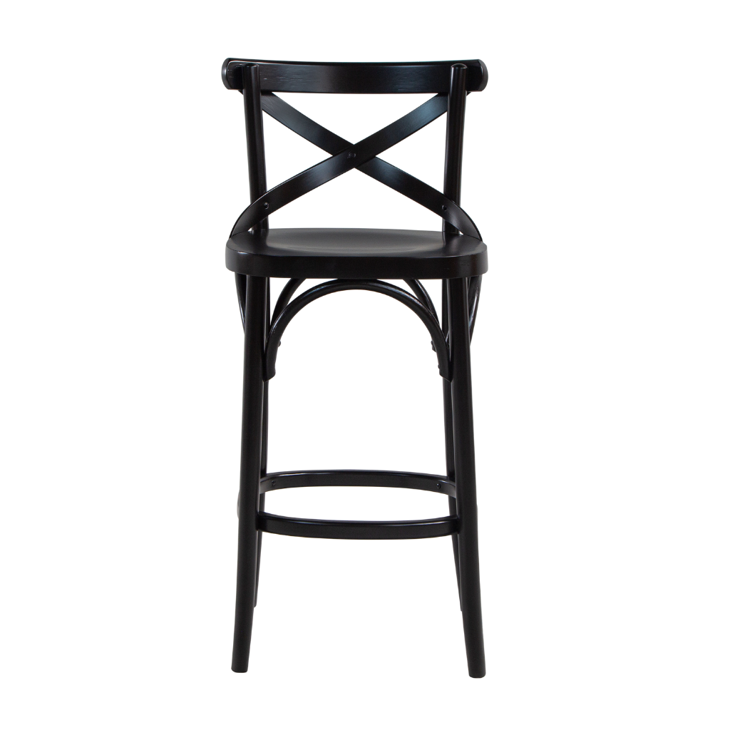 Banqueta de Madeira X Boho Cor Preta Fosca Baixa
