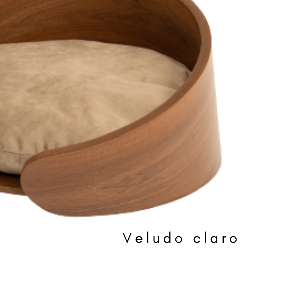 Cama Pet Pequeno Porte cor Nogueira Perseu Veludo Claro