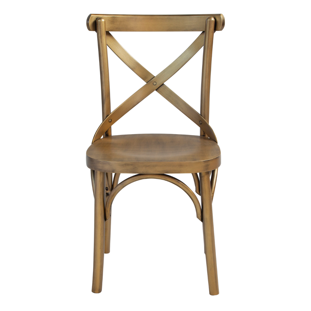 cadeira x boho cor dourado, visto de frente