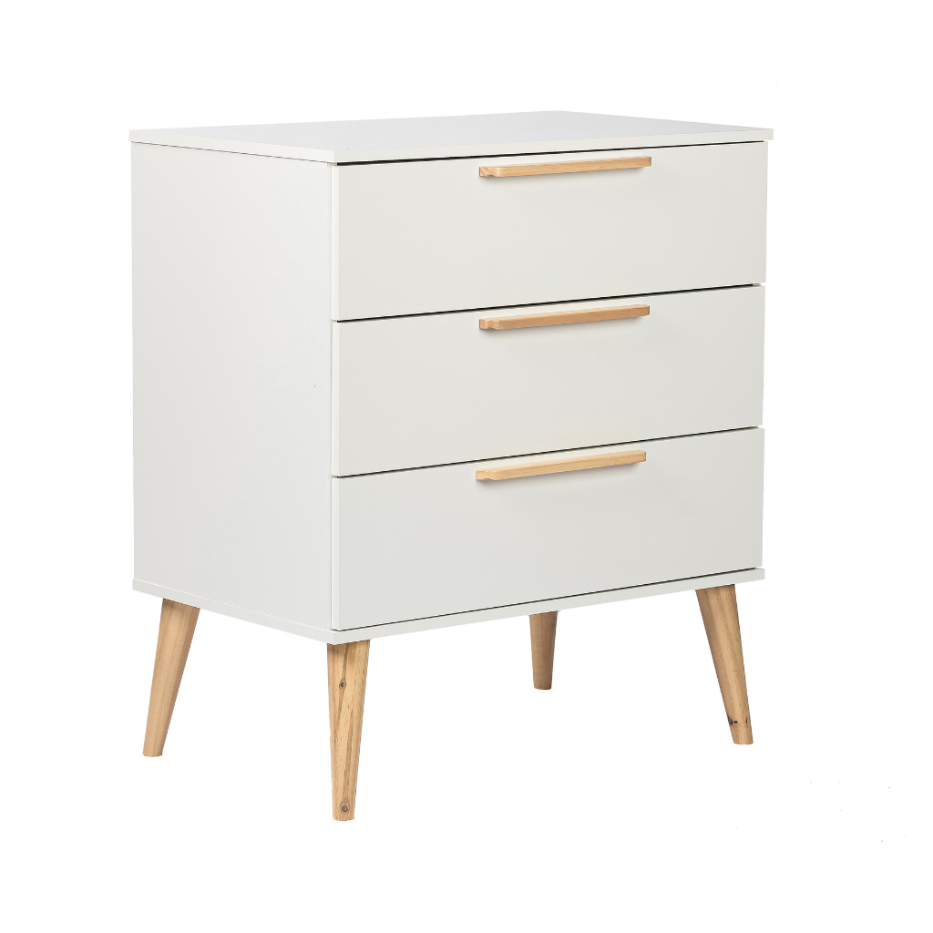 Conjunto Quarto Bebê: Berço 2 em 1 Retrô + Cômoda 3 Gav Puxador Reto