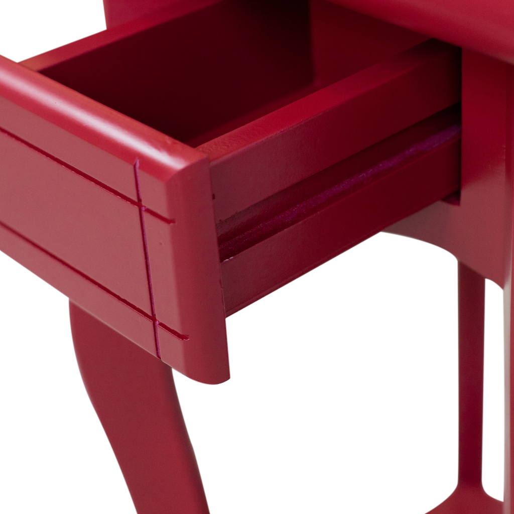 Mesa Lateral Em Madeira Boho Cor Viva Magenta