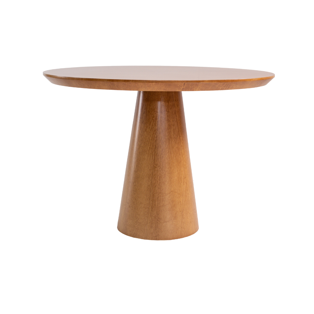 Mesa de Jantar Redonda Sarah Base Cone Amêndoa e Tampo Amêndoa 110 cm + 4 Cadeiras X Boho Cor Verde