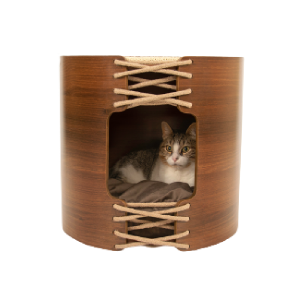 Cama Pet Pequeno Porte cor Nogueira Perseu Veludo Claro