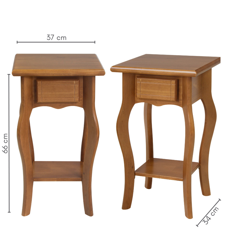 Mesa Lateral Em Madeira Boho Cor Amêndoa, medidas: A=66 cm C=37 cm L=34 cm