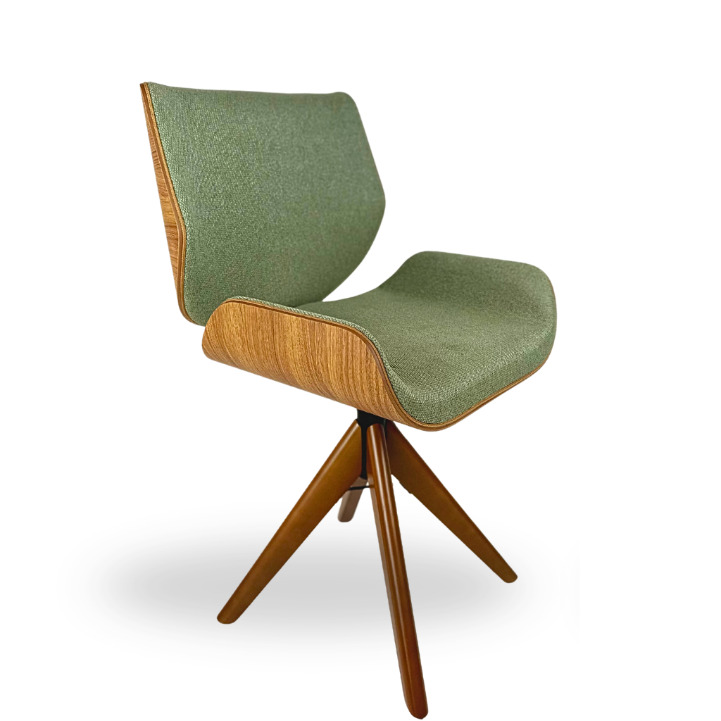 Cadeira de Jantar / Escritório Giratória Heloísa Cor Freijó Tecido Columbia Verde