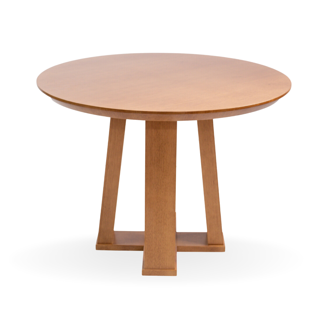 Mesa de Jantar Redonda Rachel Base X Amêndoa e Tampo Amêndoa 110 cm