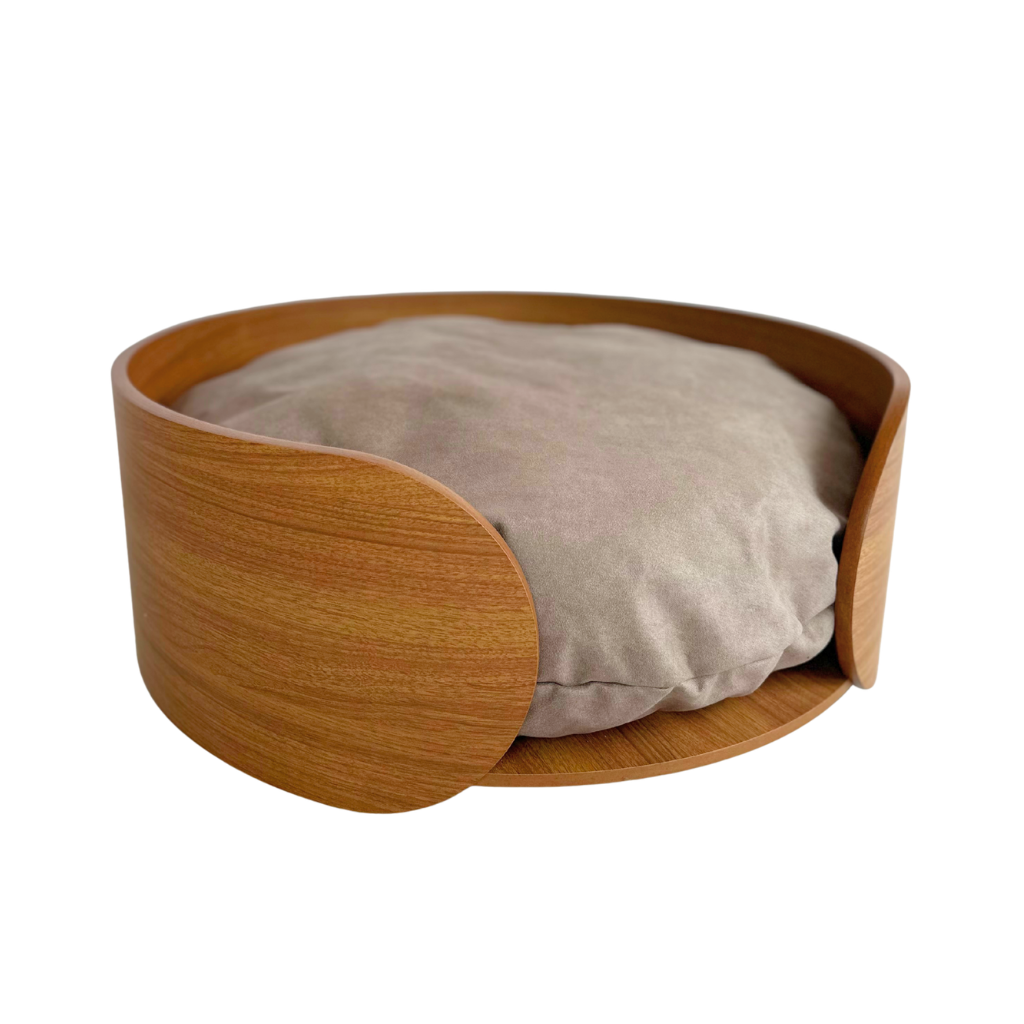 Cama Pet Médio Porte Cor Freijó Orfeu Veludo Claro