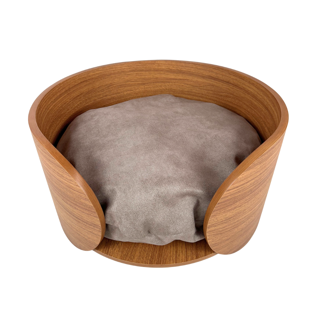 Cama Pet Pequeno Porte Cor Freijó Orfeu Veludo Claro