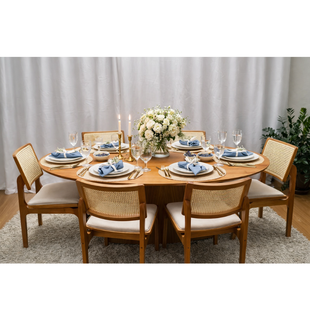 Mesa de Jantar Savana com Tampo e Base Oval 200x100 em Cinamomo