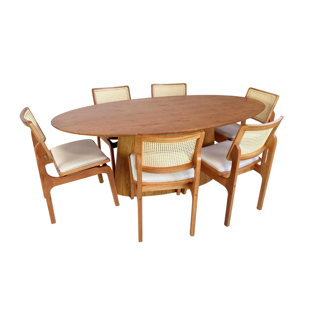 Mesa de Jantar Savana com Tampo e Base Oval 200x100 em Cinamomo