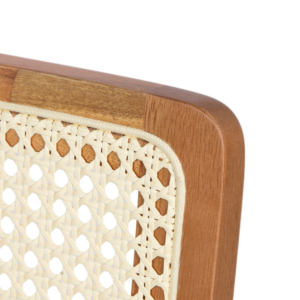 Mesa de Jantar Savana com Tampo e Base Oval 200x100 em Cinamomo + 6 Cadeiras Florença com Tela Sextavada Cor Amêndoa