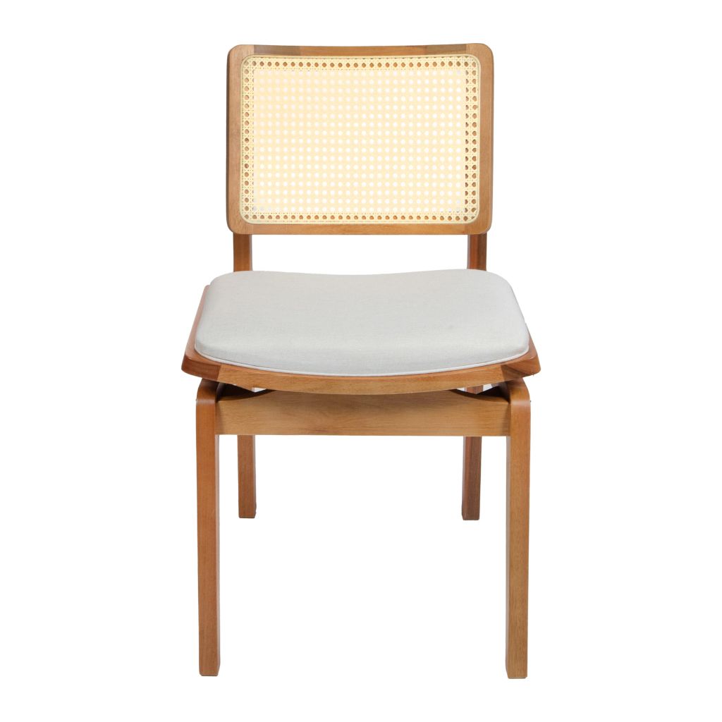 Mesa de Jantar Savana com Tampo e Base Oval 200x100 em Cinamomo + 6 Cadeiras Florença com Tela Sextavada Cor Amêndoa