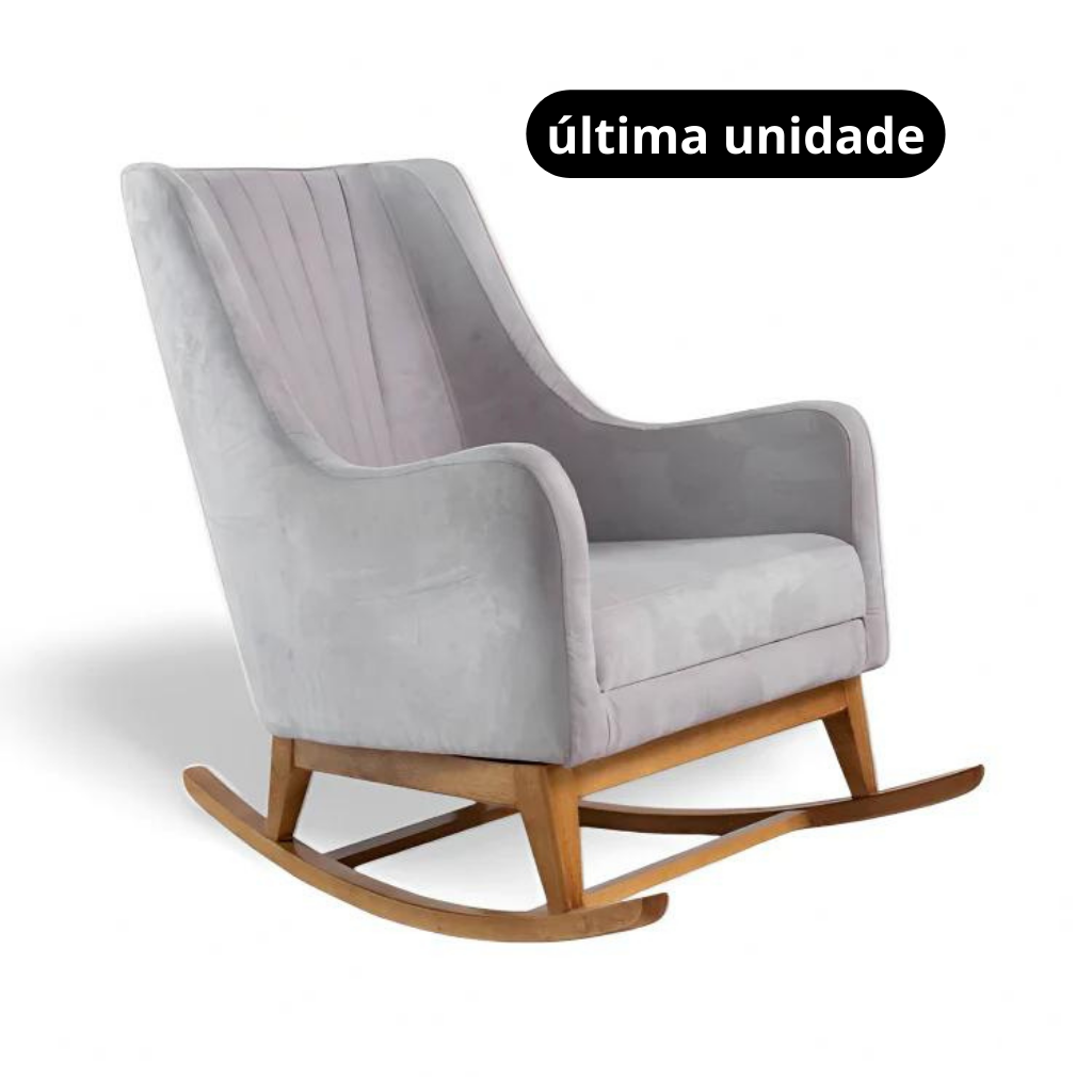 Cadeira de Amamentação Balanço Mira Cor Amêndoa com Tecido Cinza