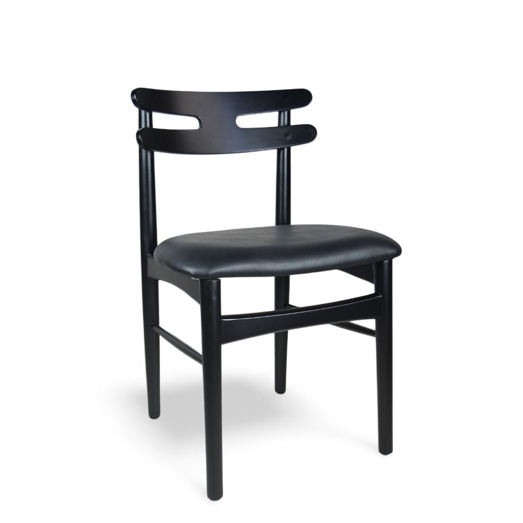 Mesa de Jantar Redonda Margô Cone/Tampo Amêndoa e Vidro Preto 110cm + 4 Cadeiras Madeira HW Hanna Preta Courino Preto