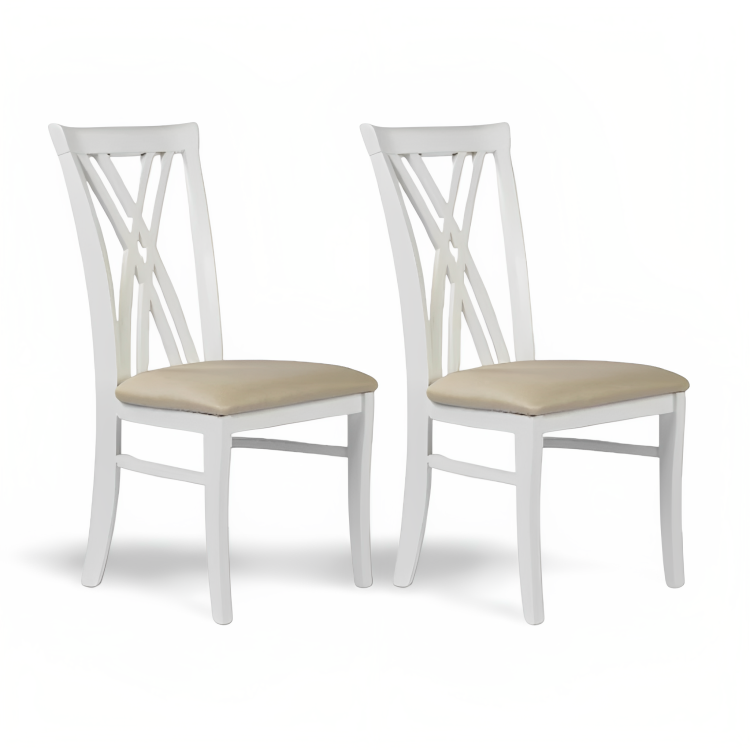 Cadeira Dora Branco Fosco e Tecido Facto Dunas Pérola - Kit com 2