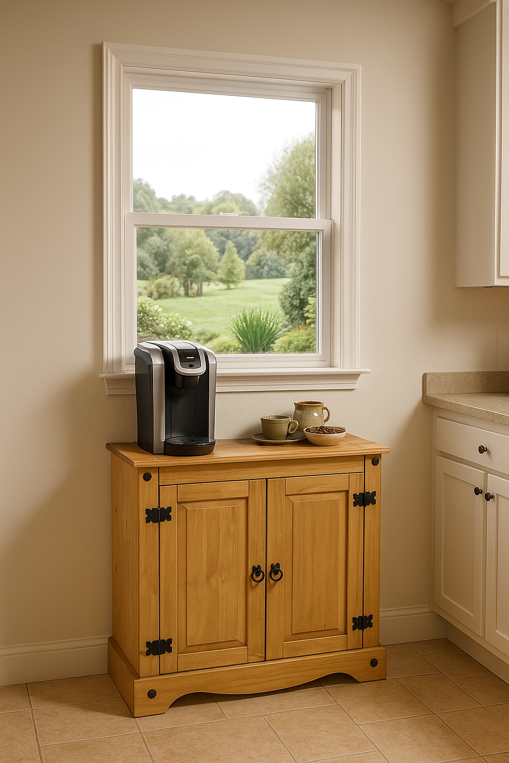 Balcão 2 Portas em Madeira Cor Natural Boho