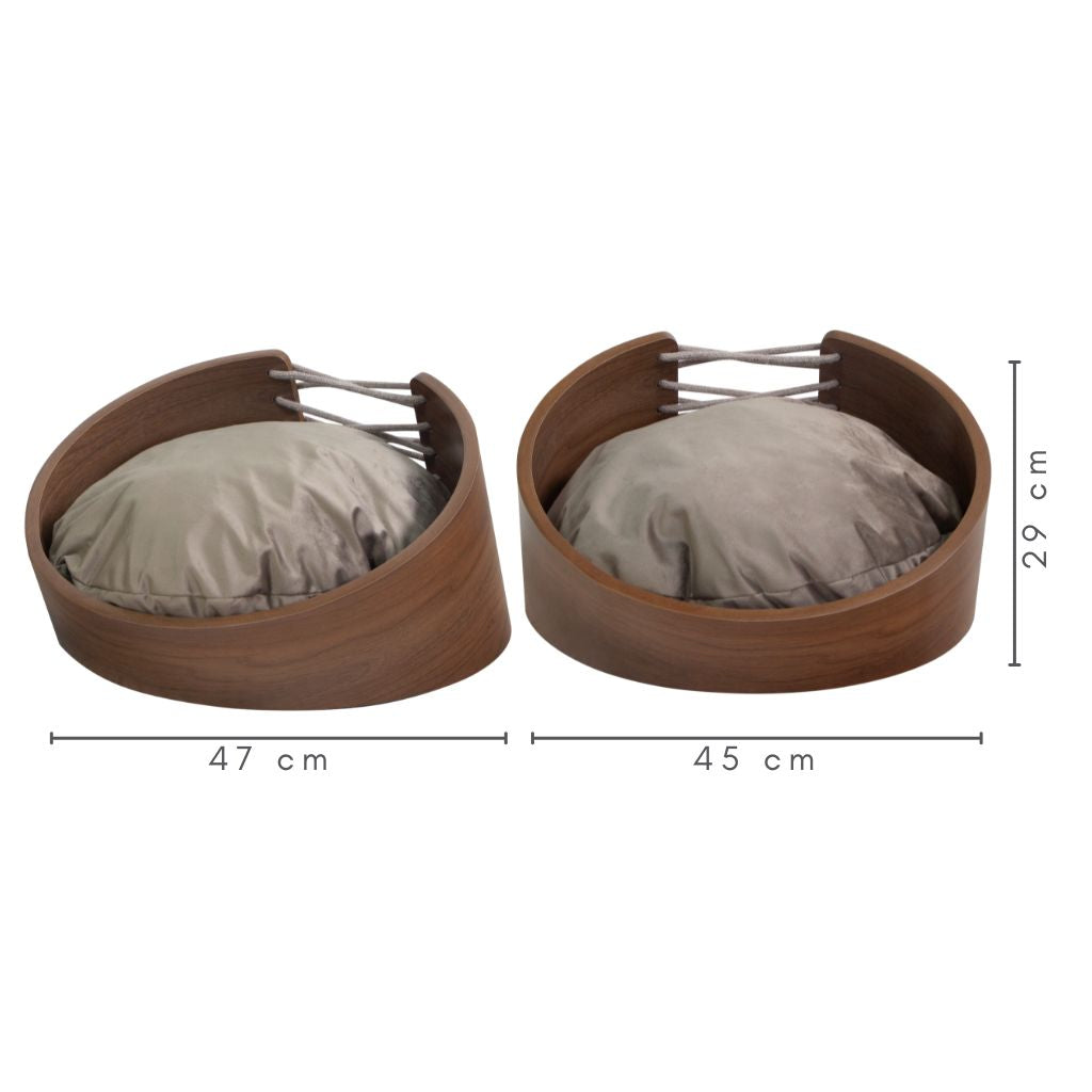 Cama Pet Pequeno Porte cor Nogueira Hera Veludo Claro