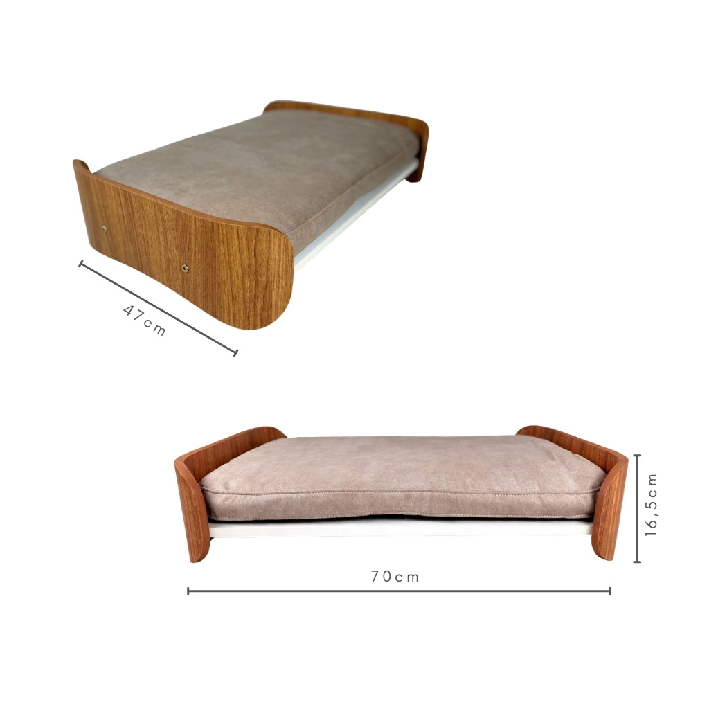 Cama Pet Médio  Porte Cor Freijó  Gaia Veludo Claro