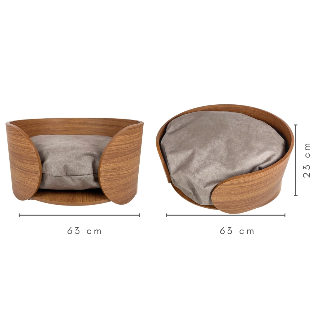 Cama Pet Médio Porte Cor Freijó Orfeu Veludo Claro