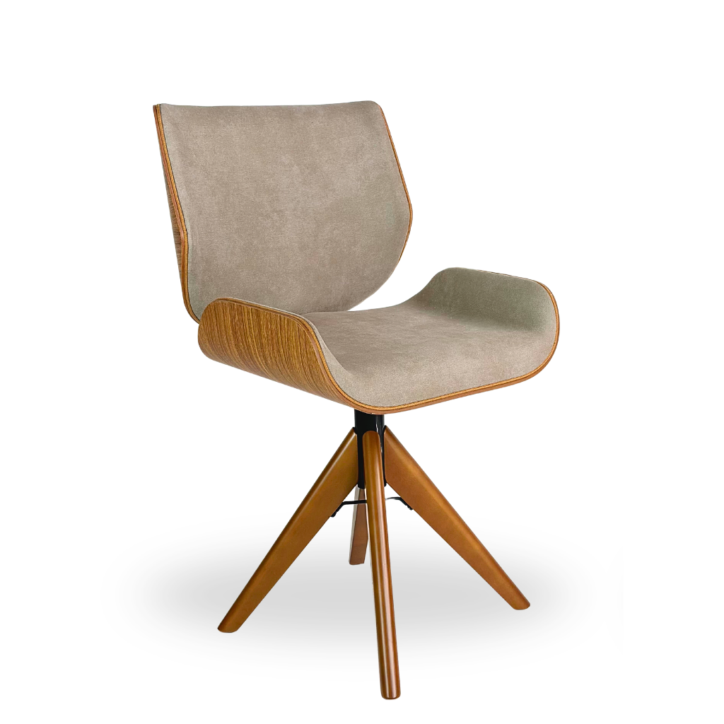 Cadeira de Jantar / Escritório Giratória Heloísa Cor Freijó Tecido Pet Friendly