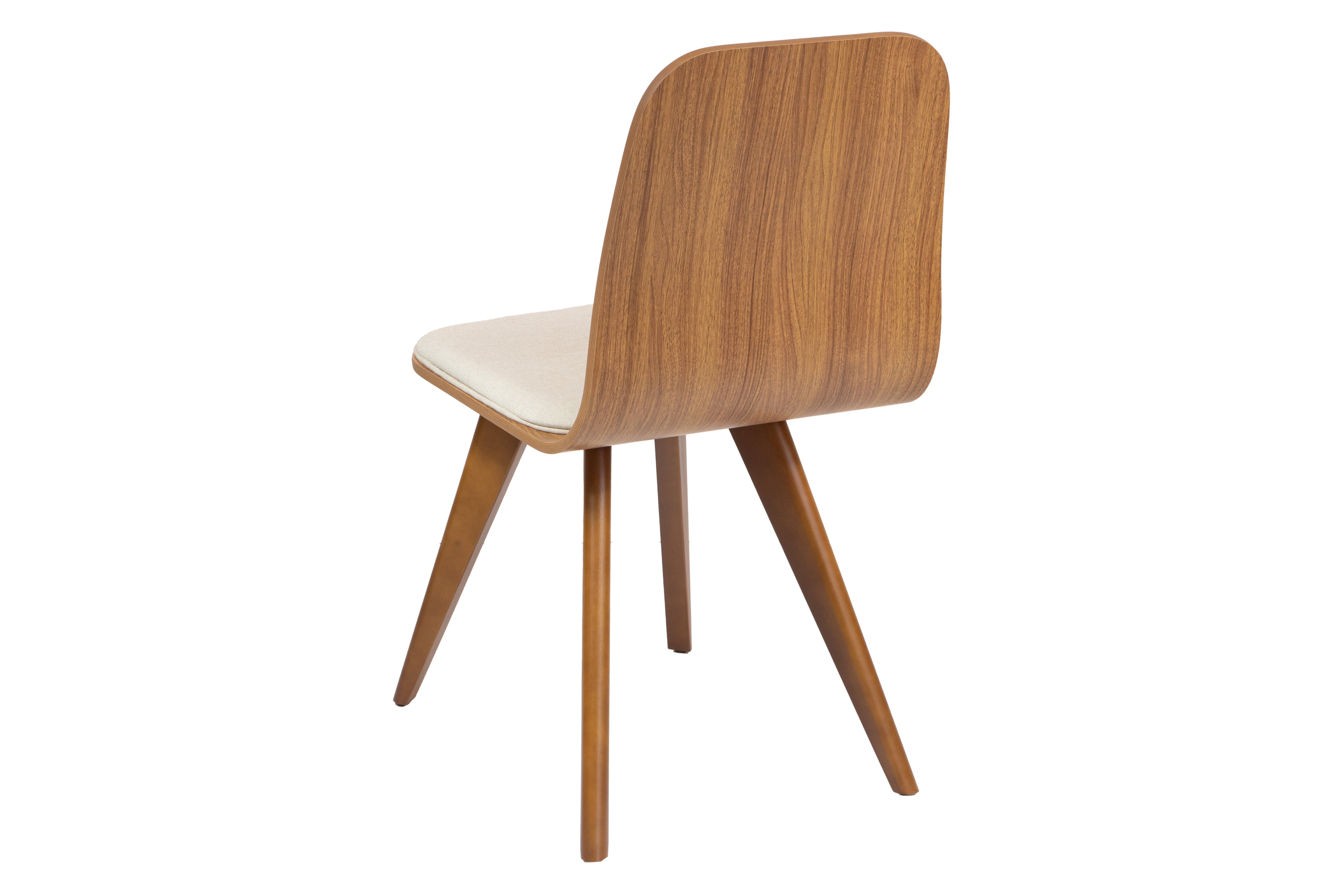 Cadeira de Jantar Lidiane Cor Freijó Tecido Cotone Bege - Kit com 4
