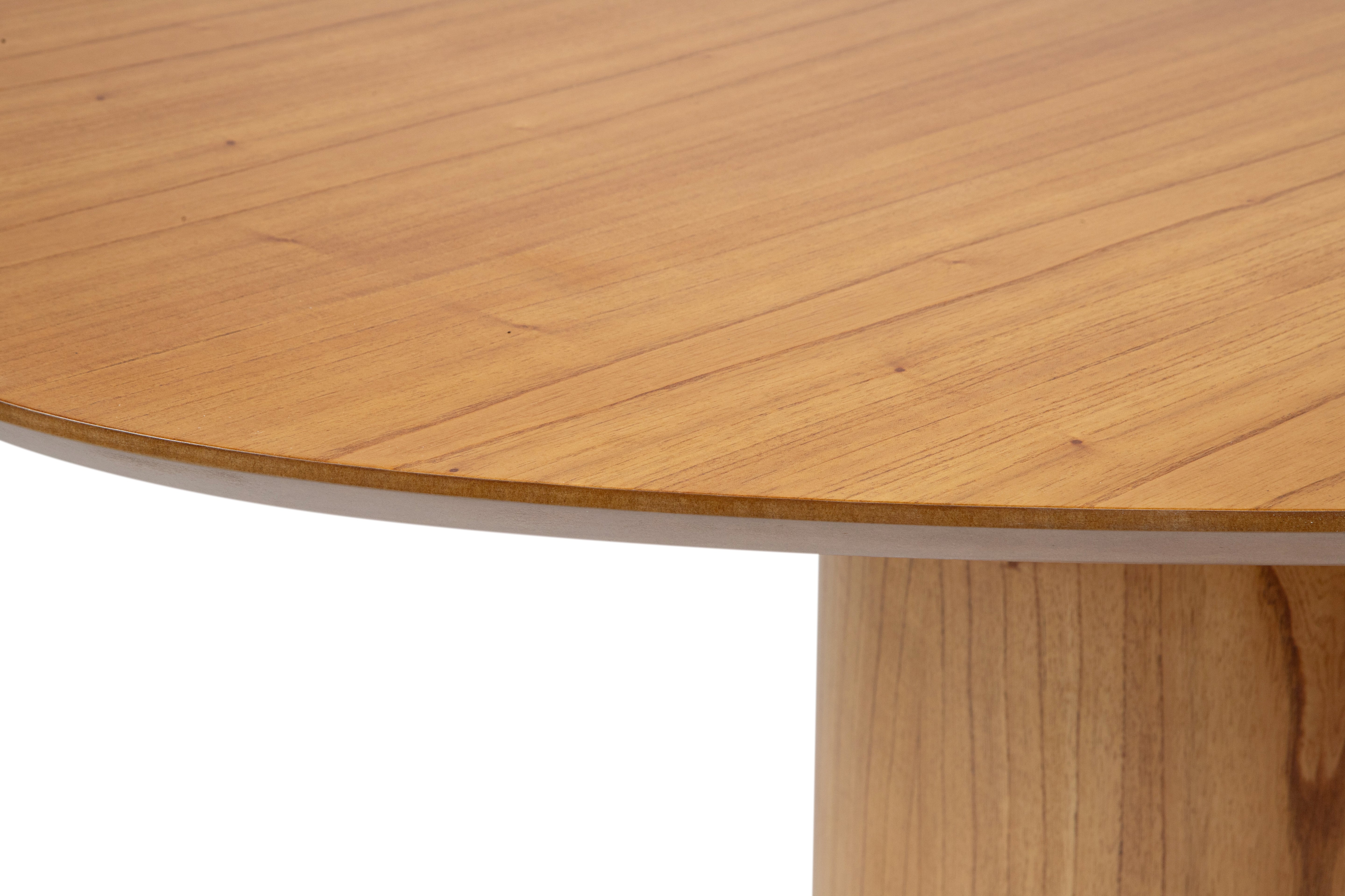 Mesa de Jantar Palheta com Tampo Triangular 140 e Base Cilíndrica em Cinamomo + 6 Cadeiras Paris Amêndoa Tecido Bege