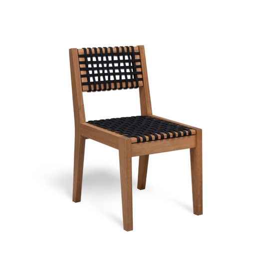 Cadeira Anice de Madeira com Encosto e Assento de Corda Cor Preta