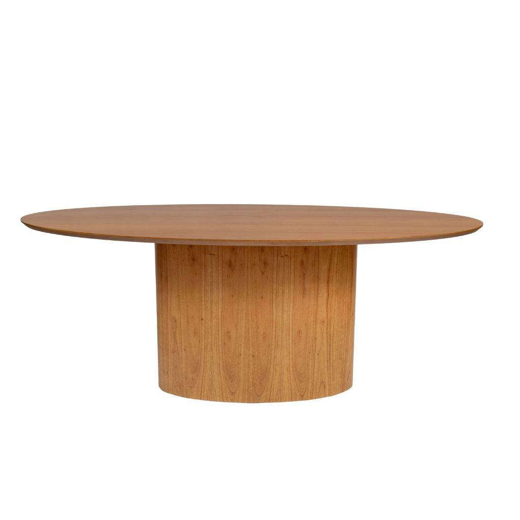Mesa de Jantar Savana com Tampo e Base Oval 200x100 em Cinamomo + 6 Cadeiras Florença com Tela Sextavada Cor Amêndoa