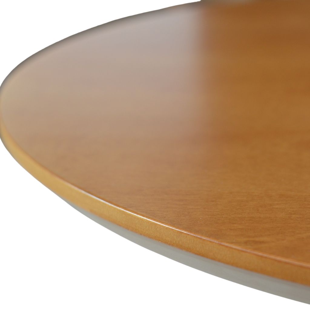 Mesa de Jantar Redonda Lívia Base X Freijó e Tampo Freijó 110 cm + 4 Cadeiras de Madeira Elisa Cor Freijó Tecido Bouclé
