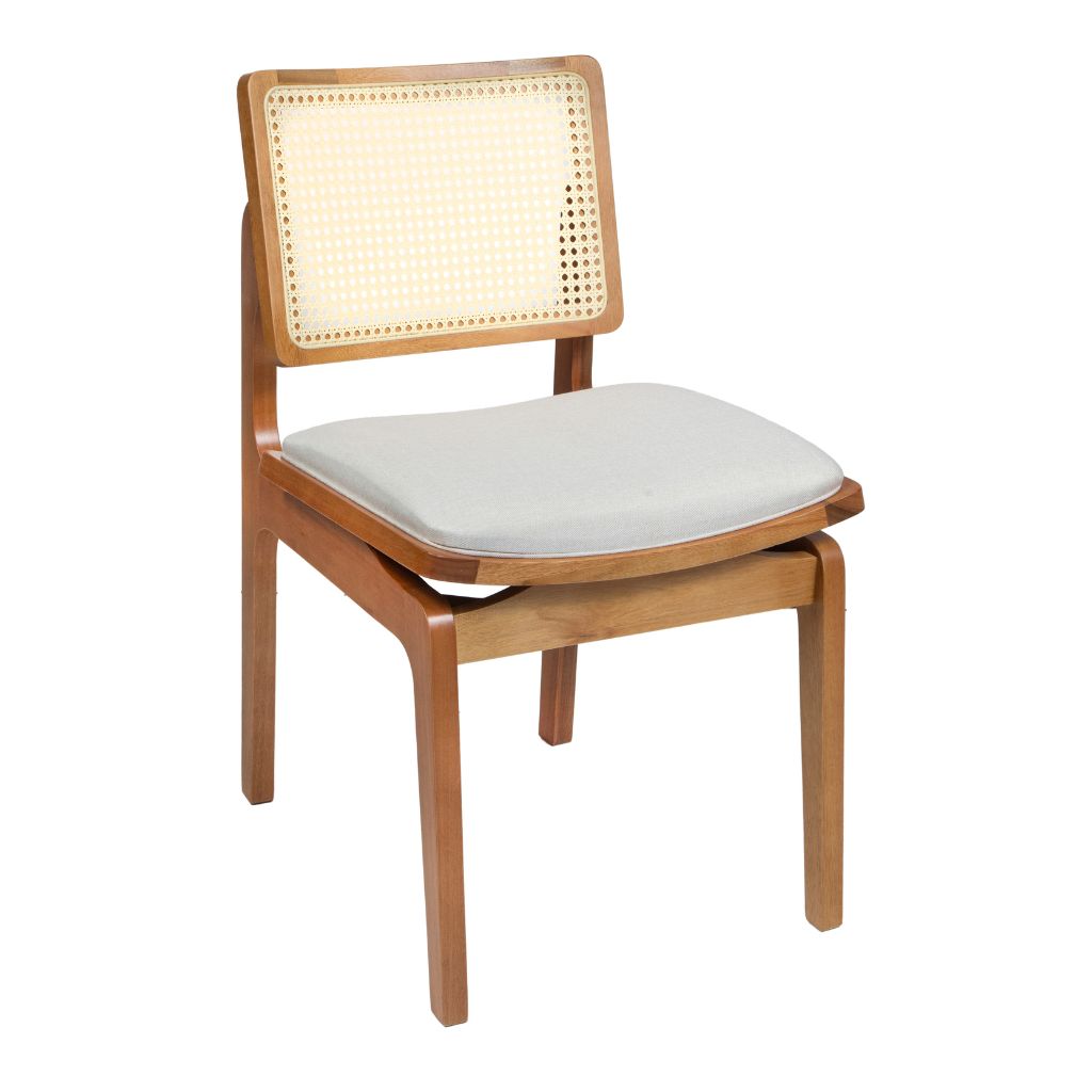 Mesa de Jantar Orgânica Luna 180x100 com Bases Cilíndricas em Cinamomo + 6 Cadeiras Florença com Tela Sextavada