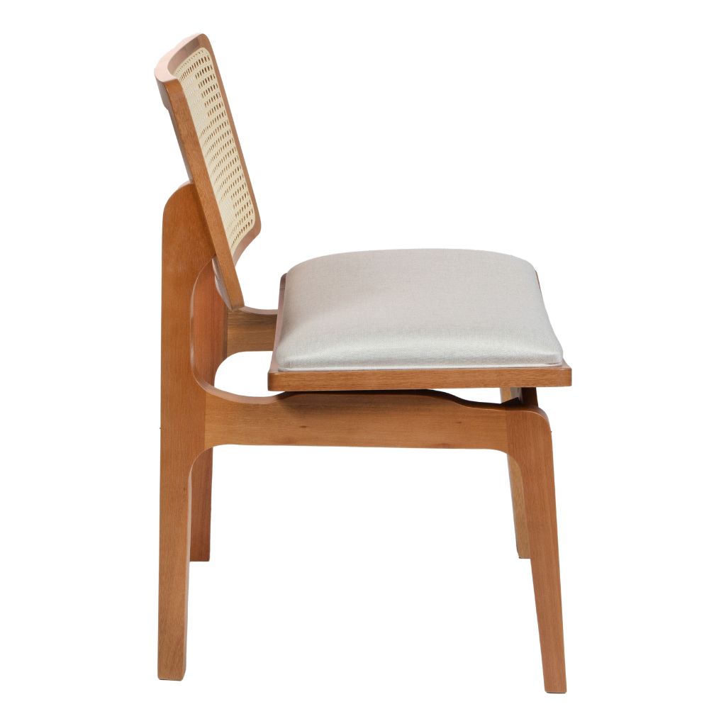 Mesa de Jantar Savana com Tampo e Base Oval 200x100 em Cinamomo + 6 Cadeiras Florença com Tela Sextavada Cor Amêndoa