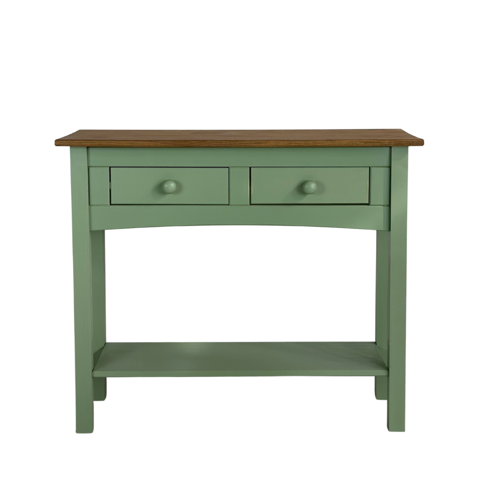 Aparador de Sala ou Cozinha com  2 Gavetas em Madeira Cera Verde Boho
