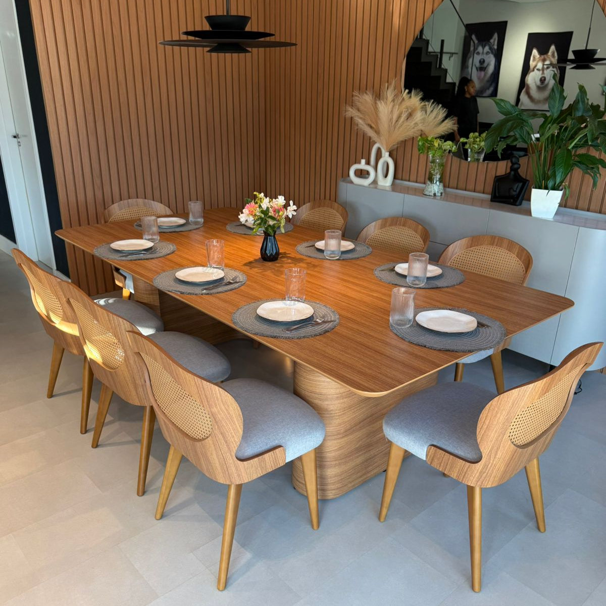 Mesa de Jantar Retangular Georgina Cor Freijó 270cm