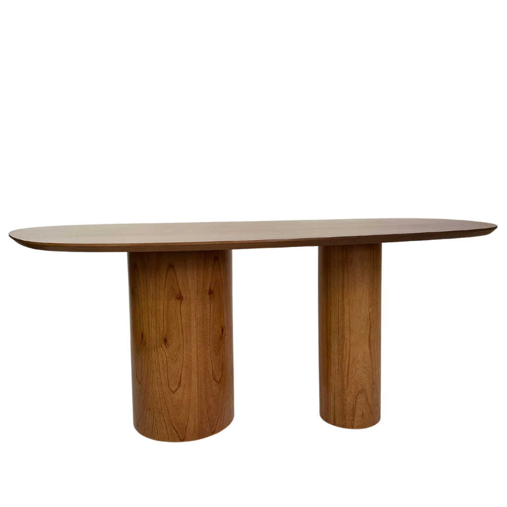 Mesa de Jantar Orgânica Luna  180x100 com Bases Cilíndricas  em Cinamomo