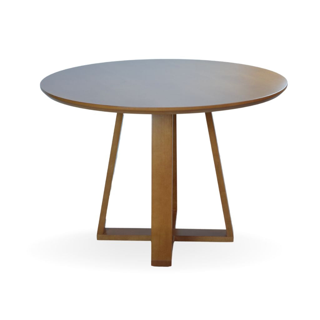 Mesa de Jantar Redonda Lívia Base X Freijó e Tampo Freijó 110 cm