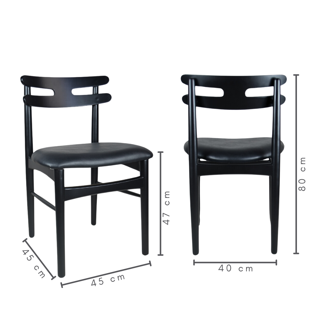 Mesa de Jantar Redonda Margô Cone/Tampo Amêndoa e Vidro Preto 110cm + 4 Cadeiras Madeira HW Hanna Preta Courino Preto
