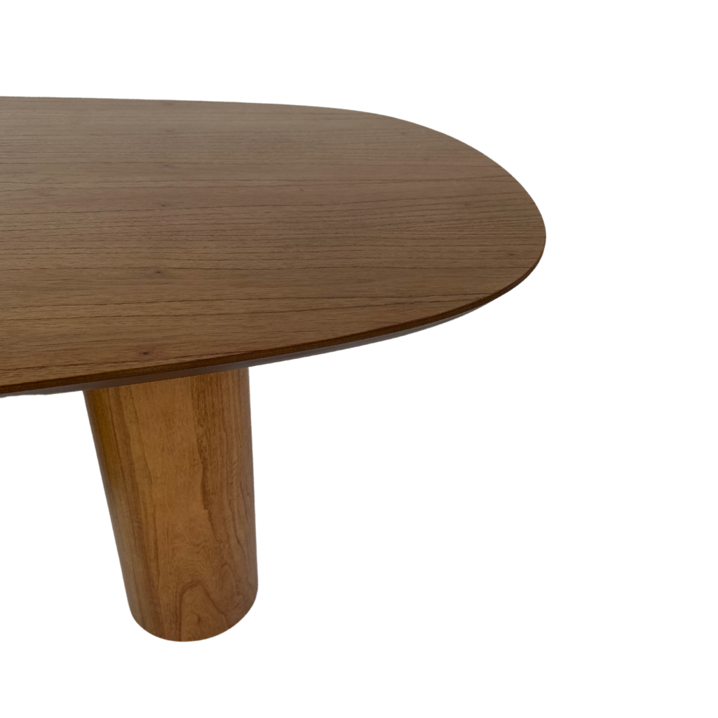 Mesa de Jantar Orgânica Luna  180x100 com Bases Cilíndricas  em Cinamomo