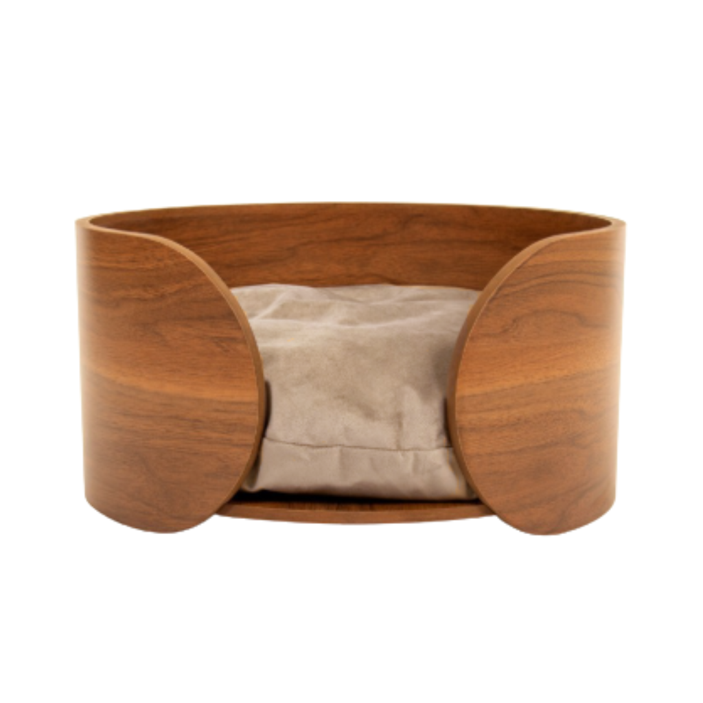 Cama Pet Médio Porte Cor Freijó Orfeu Veludo Claro