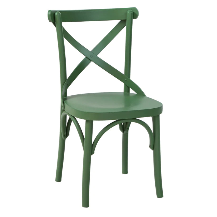 Mesa de Jantar Redonda Rachel Base X Amêndoa e Tampo Amêndoa 110 cm + 4 Cadeiras X Boho Cor Verde