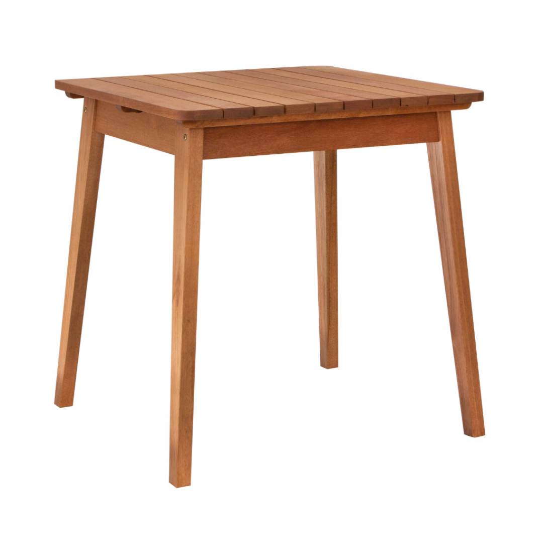 Mesa de Jantar 4 Lugares Quadrada Alpina Em Madeira Ripada Cor Stain Castanheira