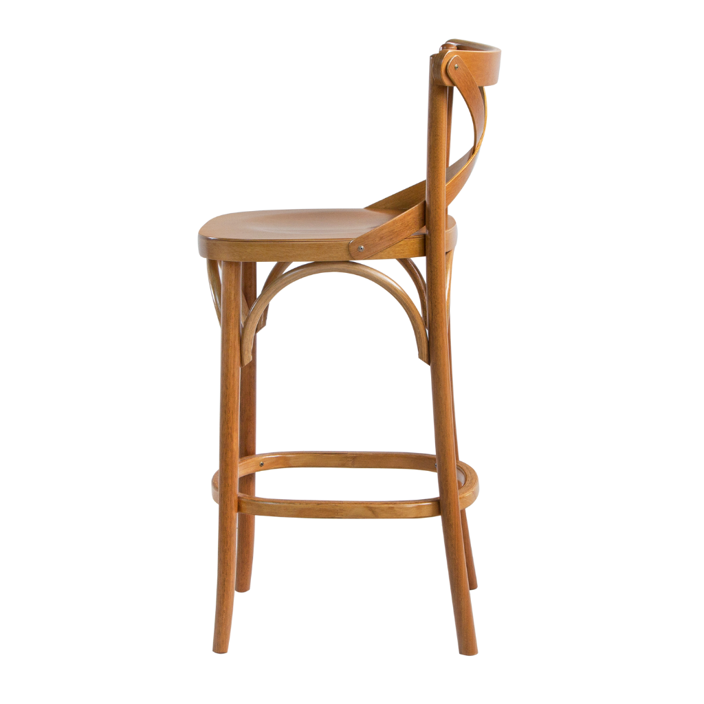 Banqueta X Boho Cor Amêndoa Baixa, visto de lado