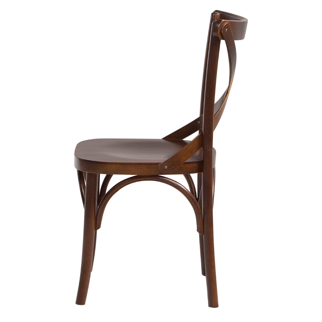 cadeira x boho cor castanho, visto de lado