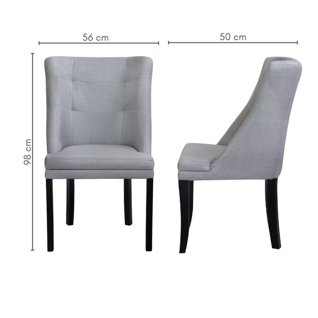 Poltrona Lira Pés Preto Fosco Tecido Linho Cinza Claro,  medidas:   A=98 cm    C=56 cm    L=50 cm