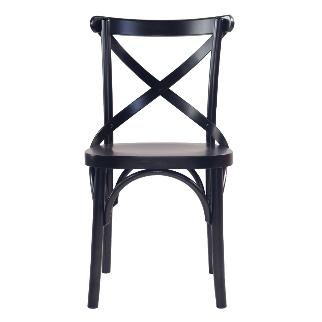 conjunto 2 cadeiras x boho cor preta, visto de frente