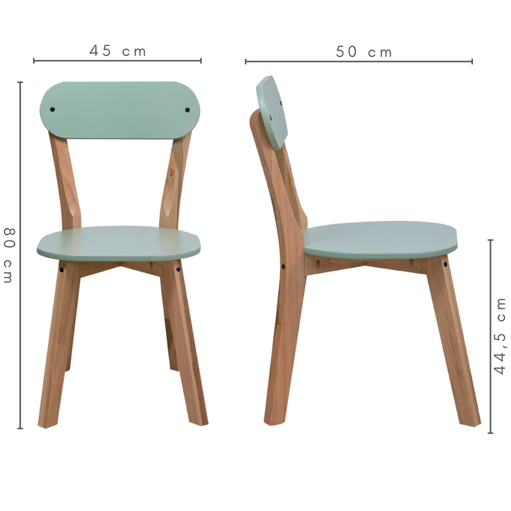 Cadeira em Madeira Lisi Cor Verde Oliva Com Madeira Natural , medidas:     Altura toral=80 cm    Altura entre chão e assento=44,5 cm      C=45 cm    L=50 cm