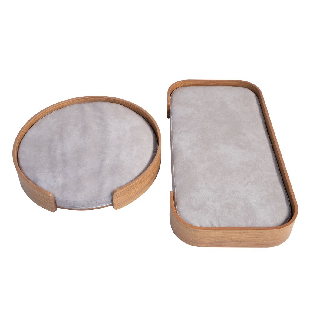 Cama Pet Médio porte cor Nogueira Orion Veludo Claro